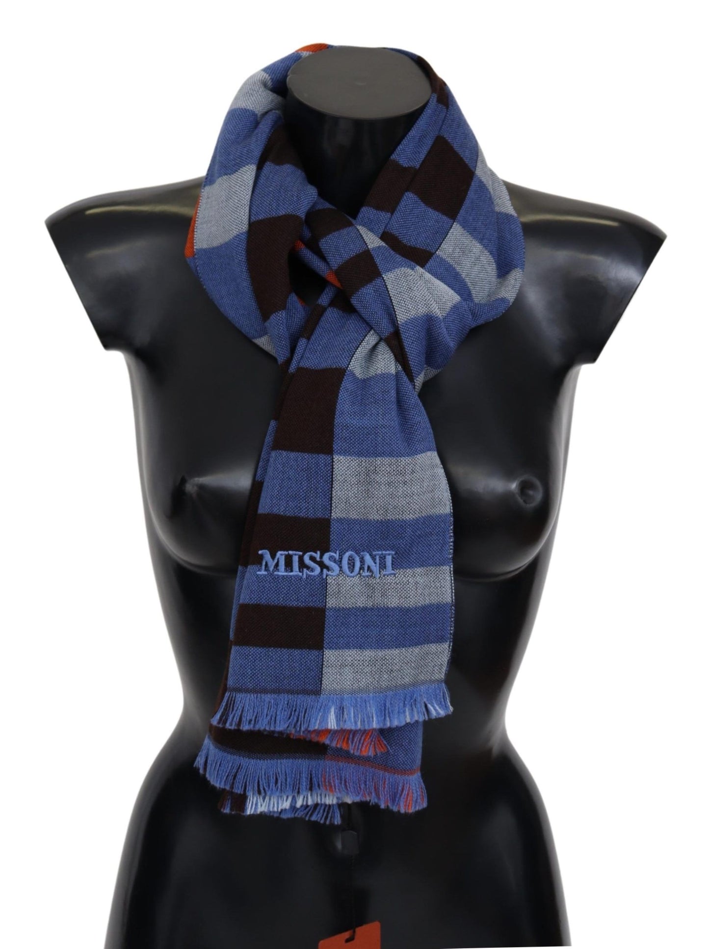 Missoni Multicolor Check Wool Unisex Neck Wrap  Scarf