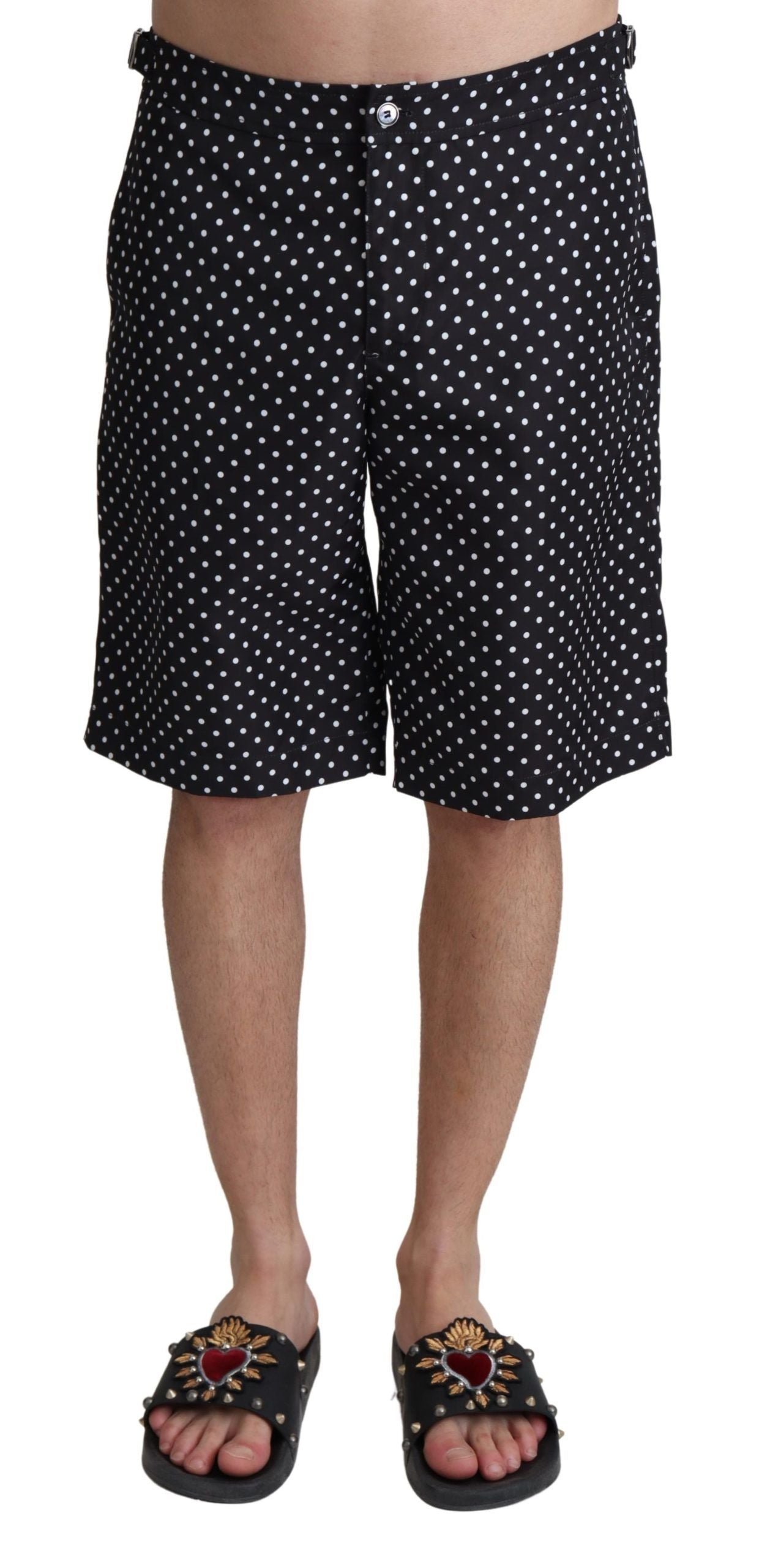 Dolce & Gabbana Black Polka Dots Beachwear Shorts Swimwear