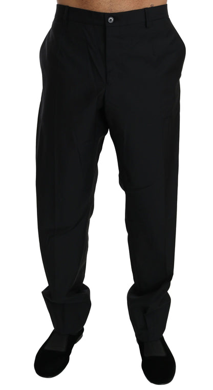 Dolce & Gabbana Black Dress Formal Trouser Men Wool Pants