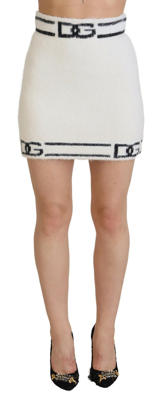 Dolce & Gabbana High Waist Logo Print Mini Skirt