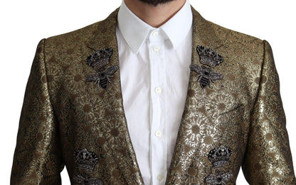 Dolce & Gabbana Gold Crystal Crown Bee MARTINI Blazer Jacket