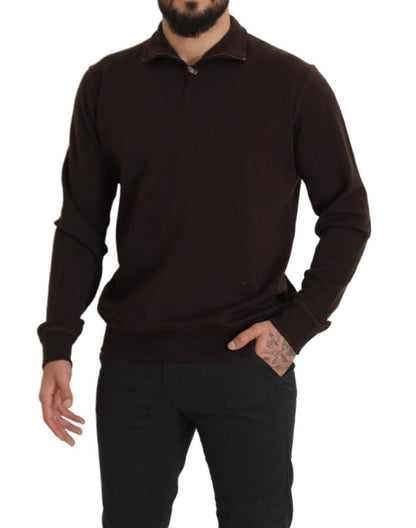 Dolce & Gabbana Brown Cashmere Collared Pullover Sweater