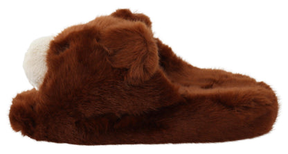 Dolce & Gabbana Teddy Bear Embellished Brown Loafers