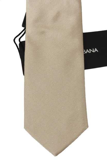 Dolce & Gabbana Solid Light Brown 100% Silk Classic Wide Necktie