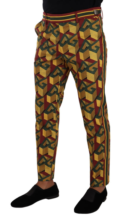 Dolce & Gabbana Multicolor Logo Mania Cotton Tapered Trouser Pants