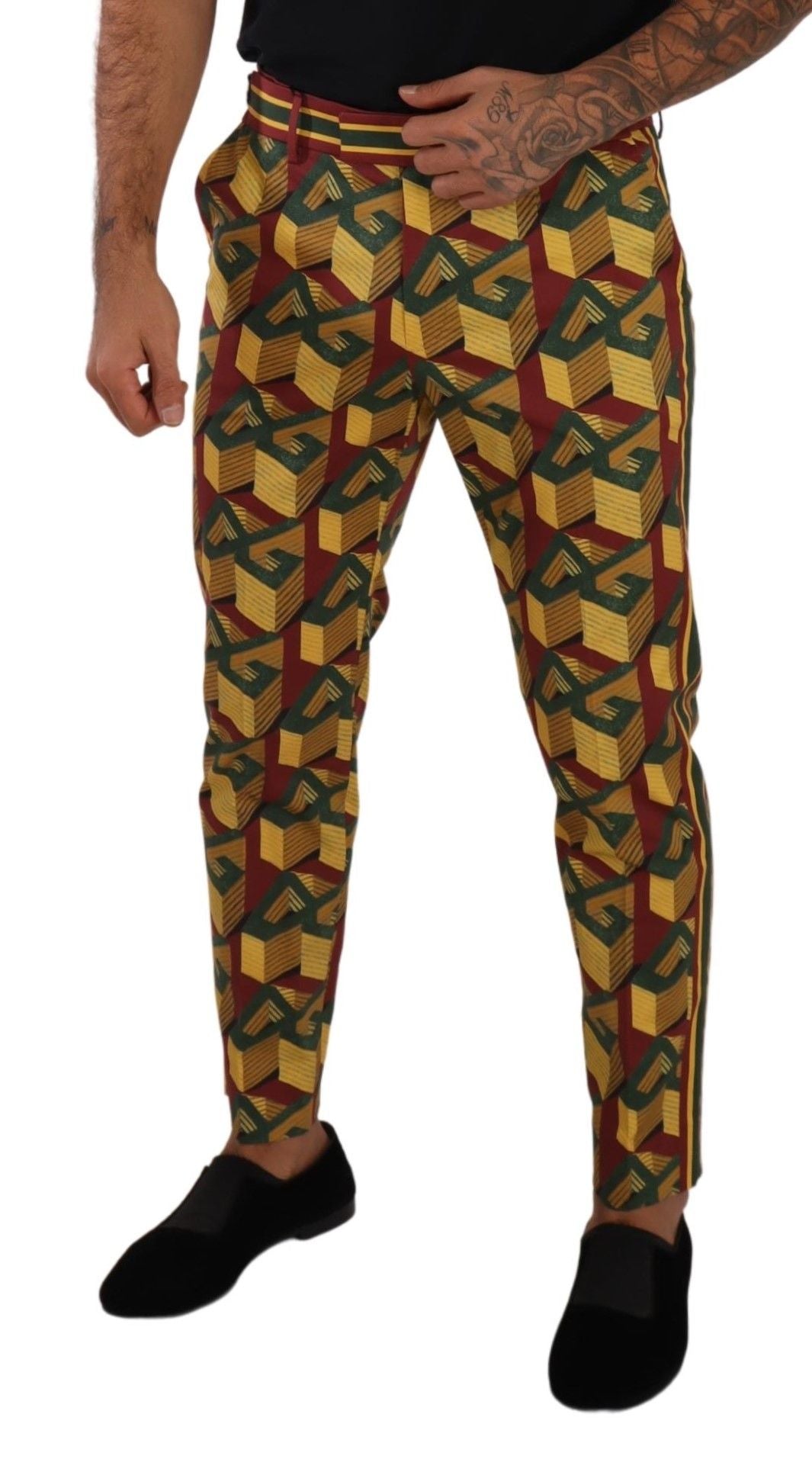 Dolce & Gabbana Multicolor Logo Mania Cotton Tapered Trouser Pants