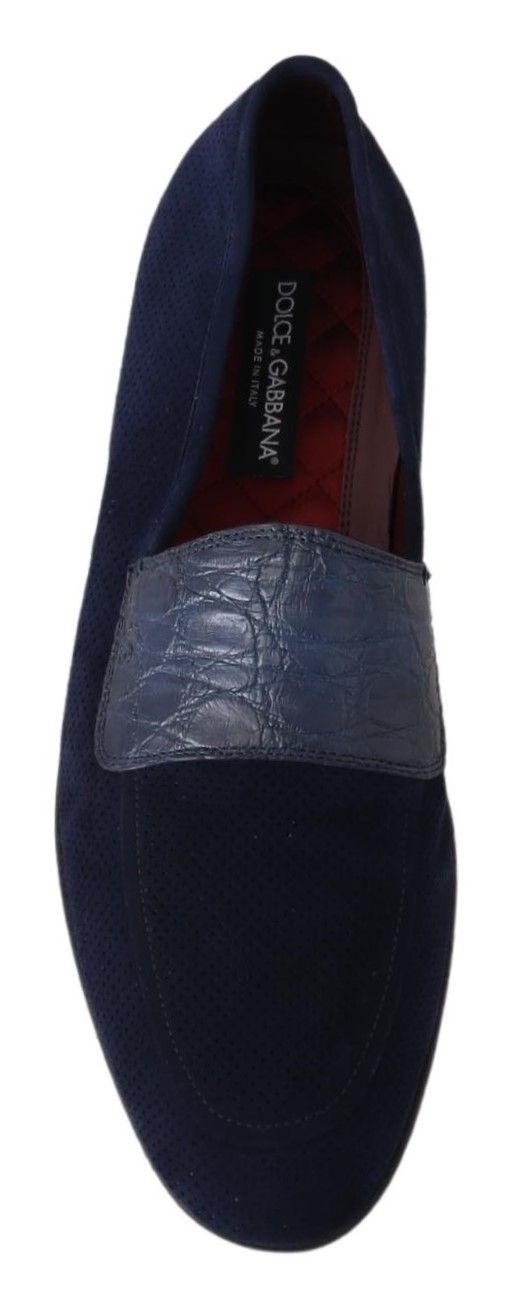 Dolce & Gabbana Elegant Blue Suede Leather Loafers