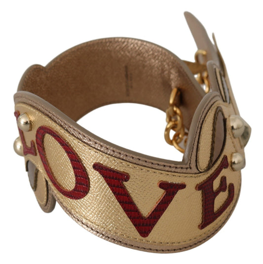 Dolce & Gabbana Gold Leather LOVE Bag Accessory Shoulder Strap