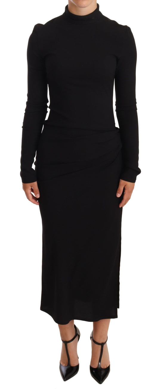 Dolce & Gabbana Elegant Black Turtleneck Sheath Dress