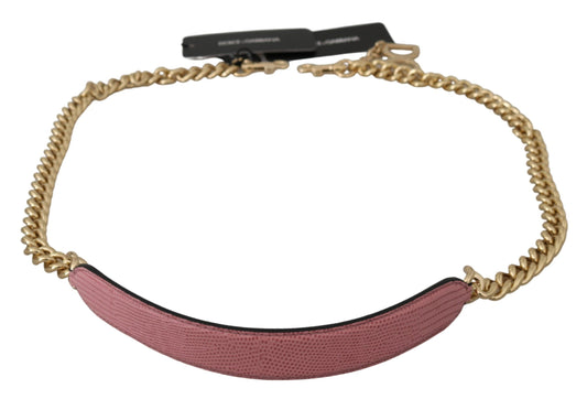 Dolce & Gabbana Pink Leather Gold Chain Accessory Shoulder Strap
