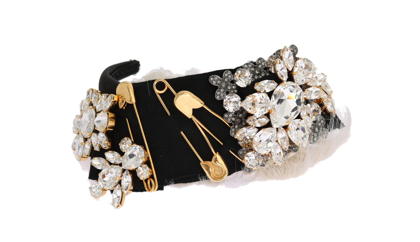 Dolce & Gabbana Elegant Black Crystal Headband Diadem