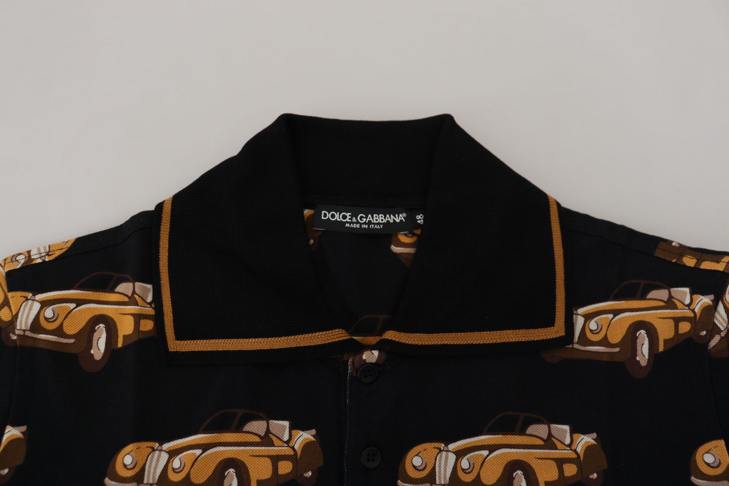 Dolce & Gabbana Elegant Car Print Polo T-Shirt in Black