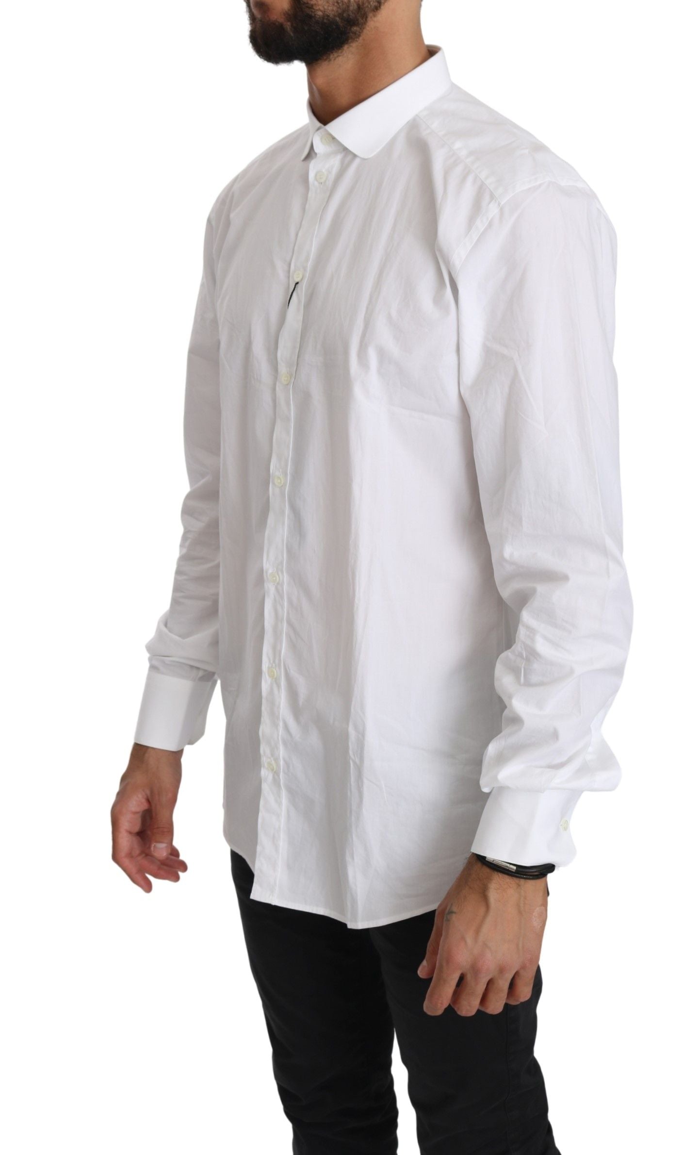 Dolce & Gabbana White Cotton Long Sleeve Top Shirt