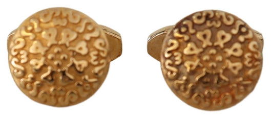 Dolce & Gabbana Gold Plated Brass Round Pin Men Cufflinks