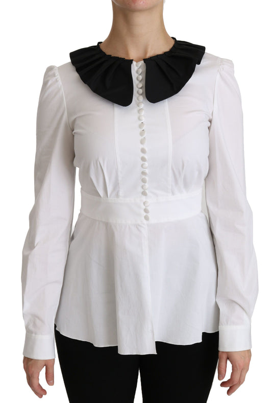 Dolce & Gabbana Elegant White Collared Cotton Top