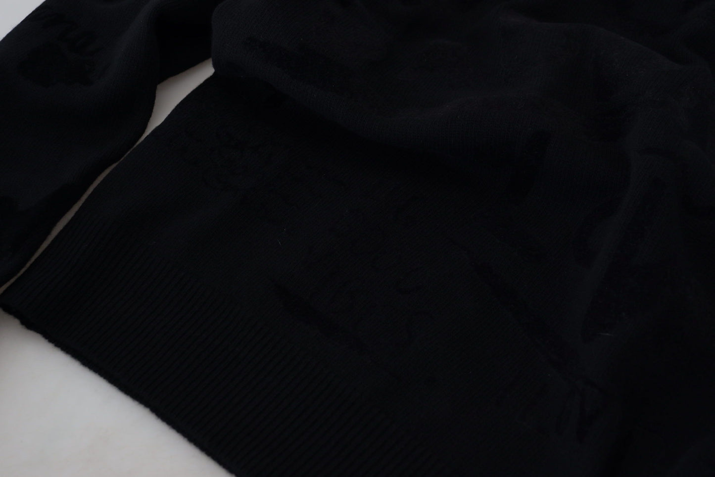 Dolce & Gabbana Black Wool Logo Pattern Crewneck Pullover Sweater