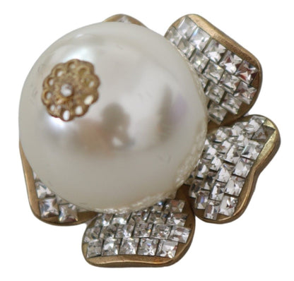 Dolce & Gabbana Floral Crystal-Pearl Clip-On Earrings