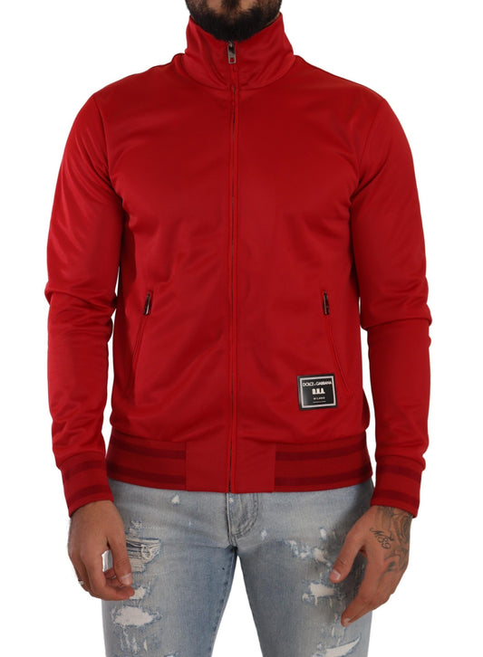 Dolce & Gabbana Red Full Zip Long Sleeve D.N.A Sport Gym Sweater