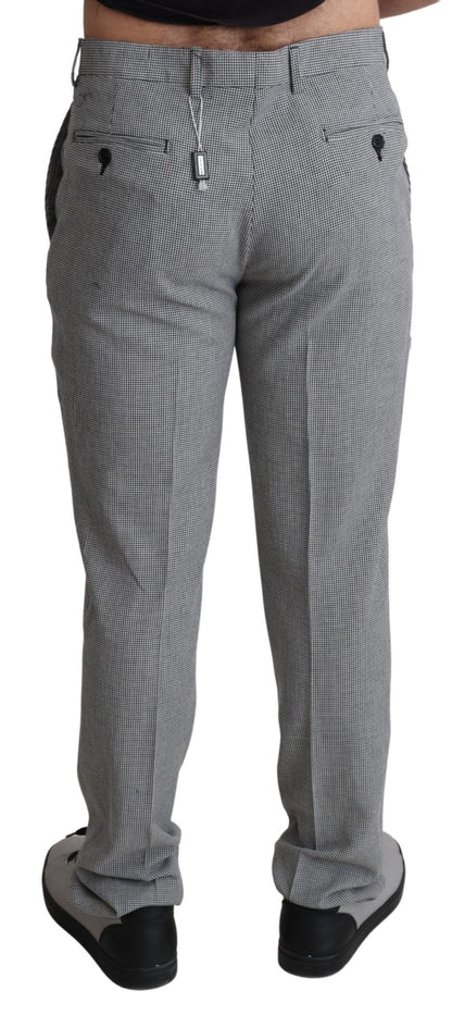 BENCIVENGA Gray Wool Checkered Dress Men Formal Trouser Pants