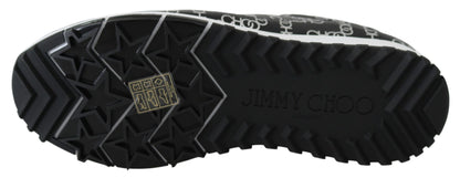 حذاء رياضي أنيق من الجلد باللونين الأسود والفضي من جيمي تشو