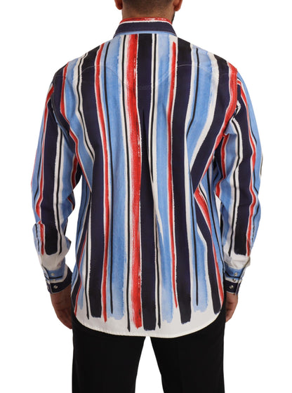 Dolce & Gabbana Elegant Striped Cotton Shirt with Pockets