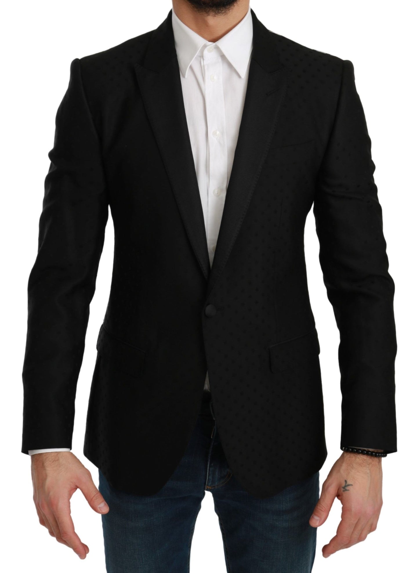 Dolce & Gabbana Black Slim Fit Coat Jacket MARTINI Blazer