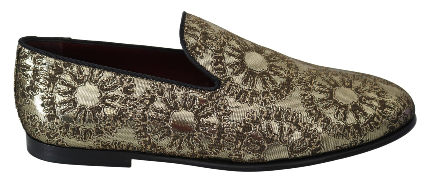 Dolce & Gabbana Gold Bordeaux Loafers Slides Dress Shoes