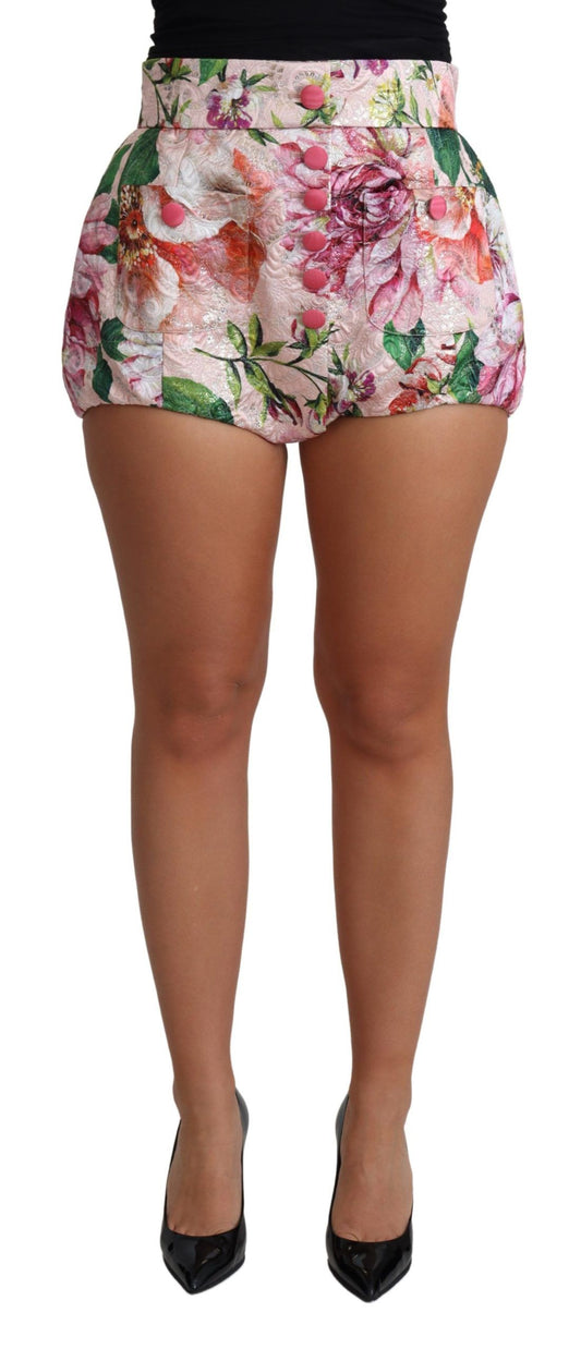 Dolce & Gabbana Pink Cotton Floral Print Hot Pants Short
