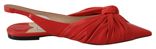 Jimmy Choo Annabell Flat Nap Chilli Leather Flat Shoes