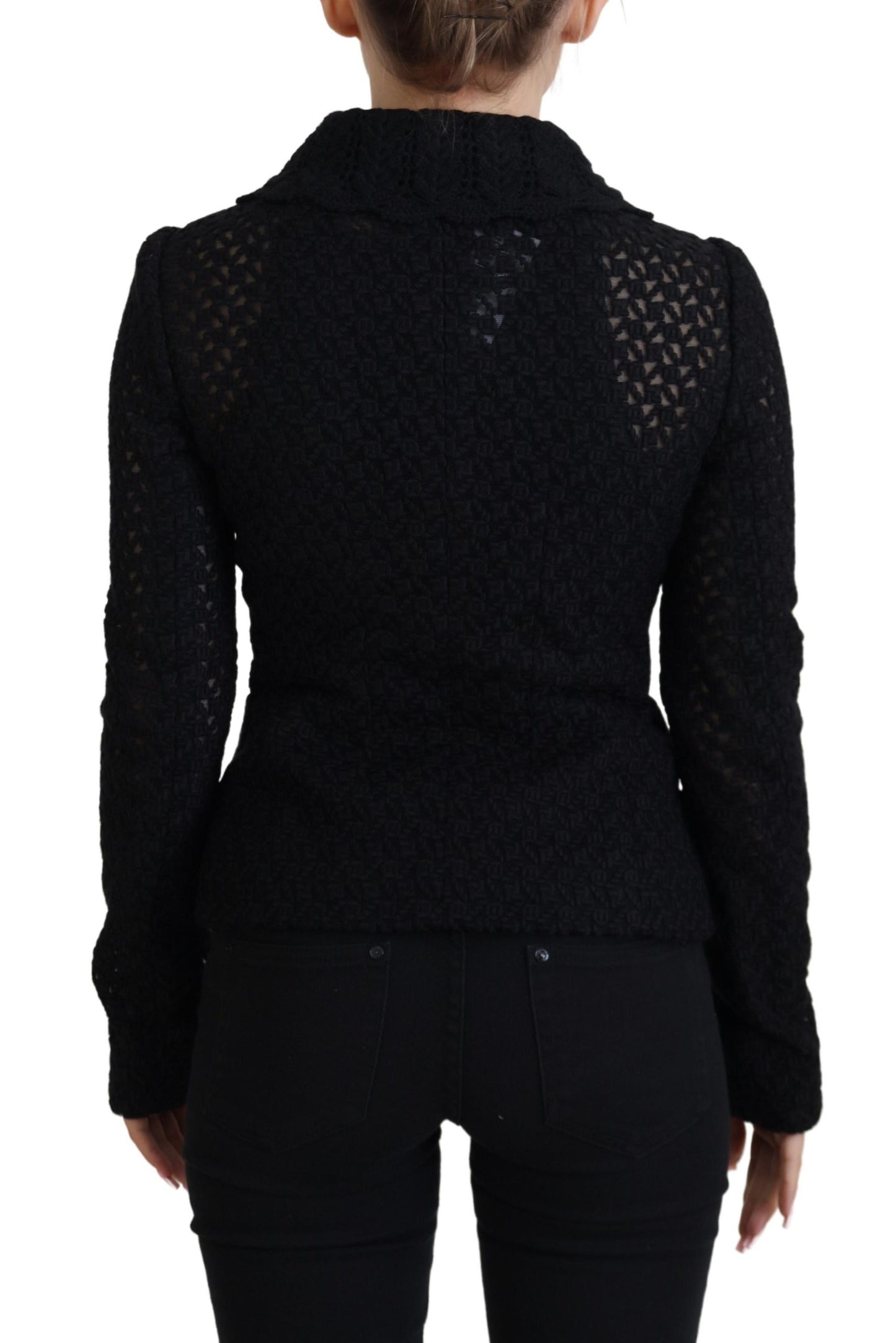 Dolce & Gabbana Elegant Black Wool Blend Button Down Jacket