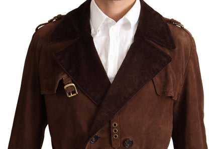 Dolce & Gabbana Classic Brown Leather Trench Coat