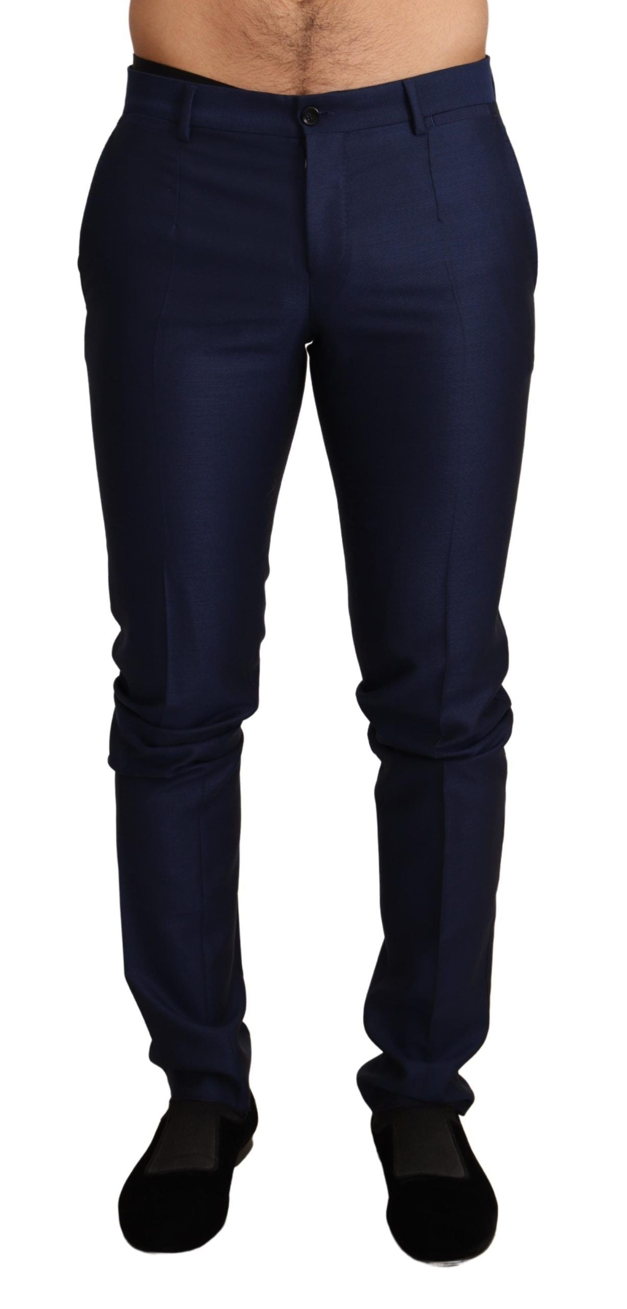 Dolce & Gabbana Navy Blue Wool Dress Formal Slim Trouser Pants