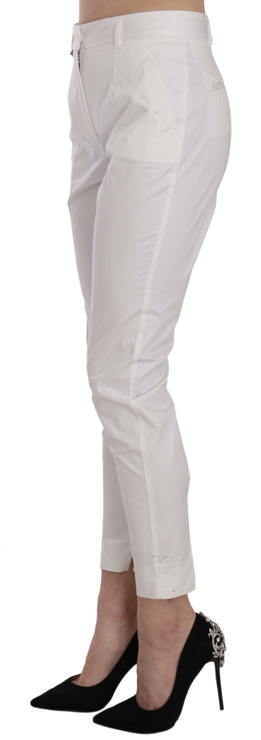 Dolce & Gabbana Elegant White Cotton Blend Trousers
