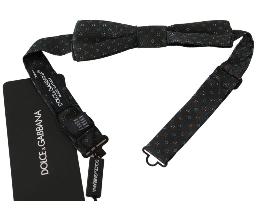 Dolce & Gabbana Gray Patterned Mens Necktie Papillon 100% Silk Bow Tie