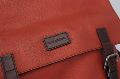 Dolce & Gabbana Elegant Calfskin Leather Backpack in Orange