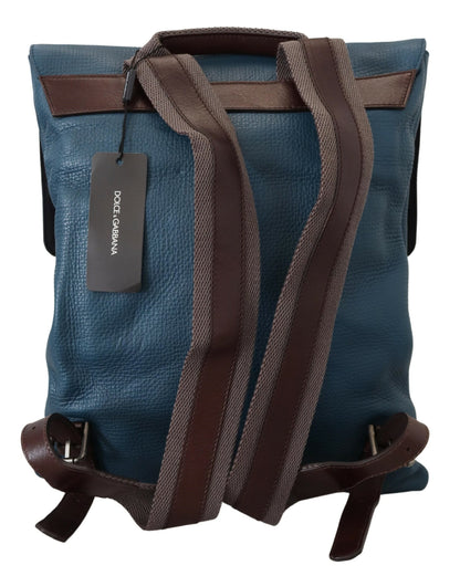 Dolce & Gabbana Elegant Blue Leather Backpack Bag
