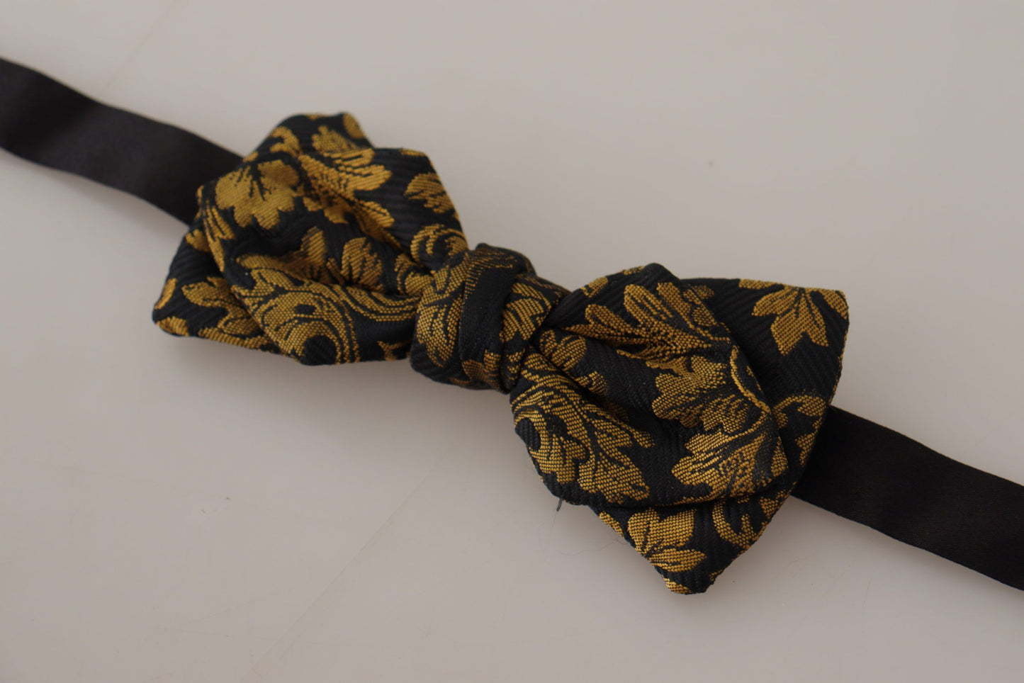 Dolce & Gabbana Black Gold Flower Adjustable Neck Papillon Bow Tie
