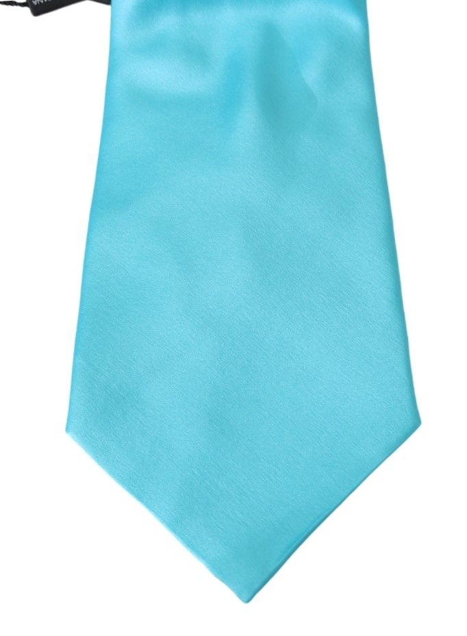 Dolce & Gabbana Light Blue Wide Mens Necktie Accessory 100% Silk Tie