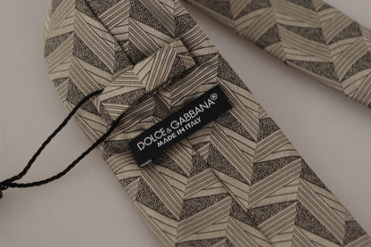 Dolce & Gabbana Beige Fantasy Pattern Adjustable Necktie Accessory Tie