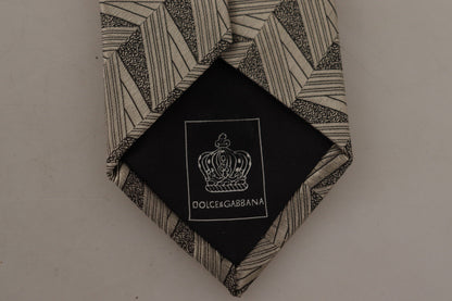 Dolce & Gabbana Beige Fantasy Pattern Adjustable Necktie Accessory Tie