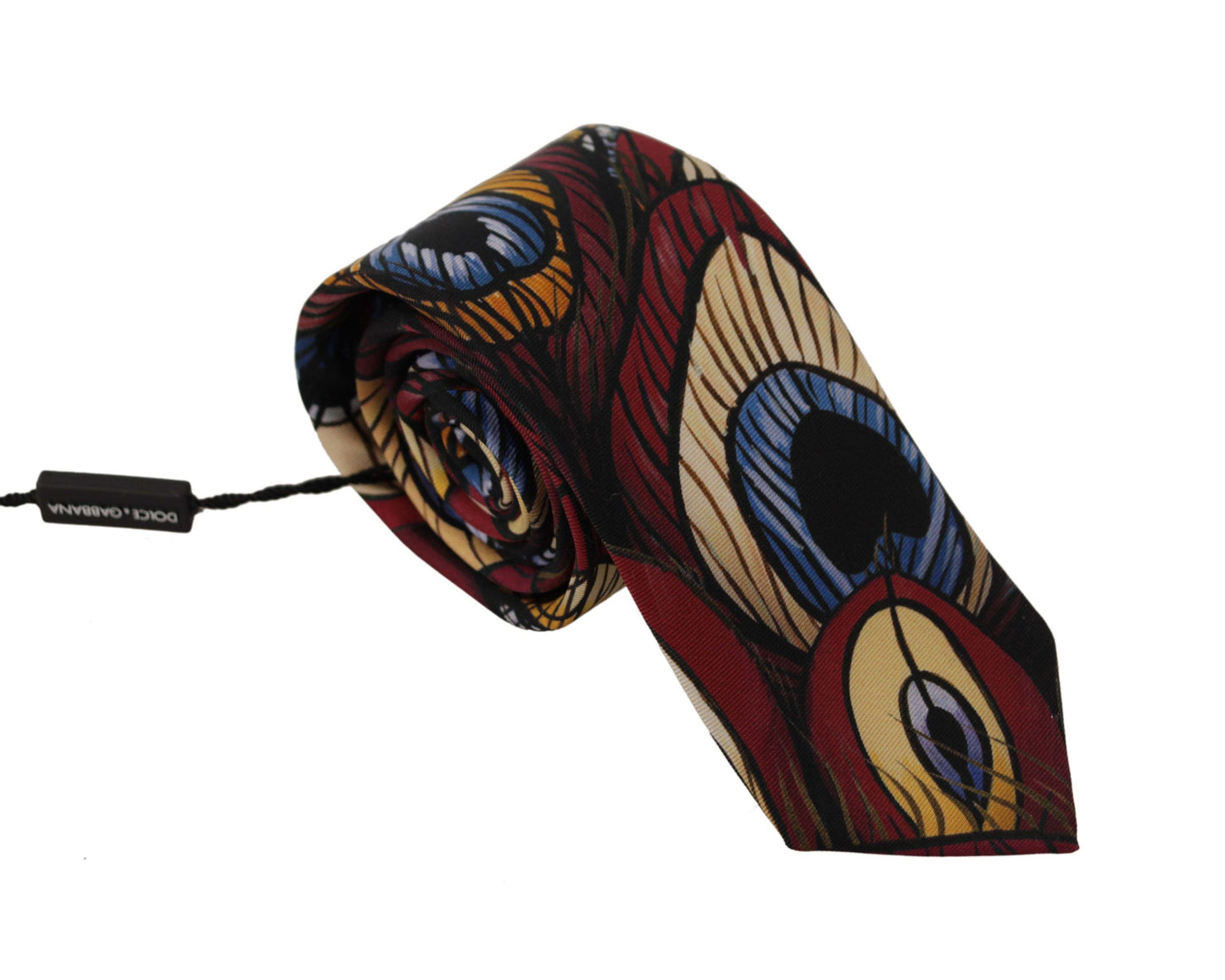 Dolce & Gabbana Marron Peacock Feather Adjustable Necktie Accessory Tie
