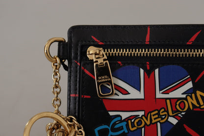Dolce & Gabbana Black Leather #DGLovesLondon Keyring Cardholder Coin Case