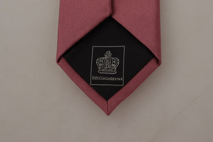 Dolce & Gabbana Pink Solid Print Silk Adjustable Necktie Accessory Tie