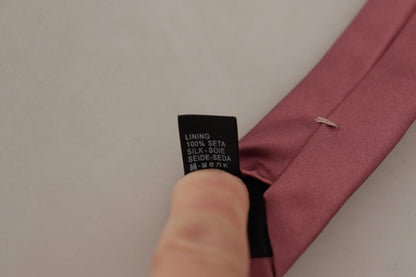 Dolce & Gabbana Pink Solid Print Silk Adjustable Necktie Accessory Tie
