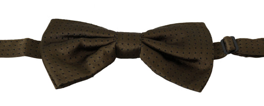 Dolce & Gabbana Elegant Brown Polka Dot Silk Bow Tie
