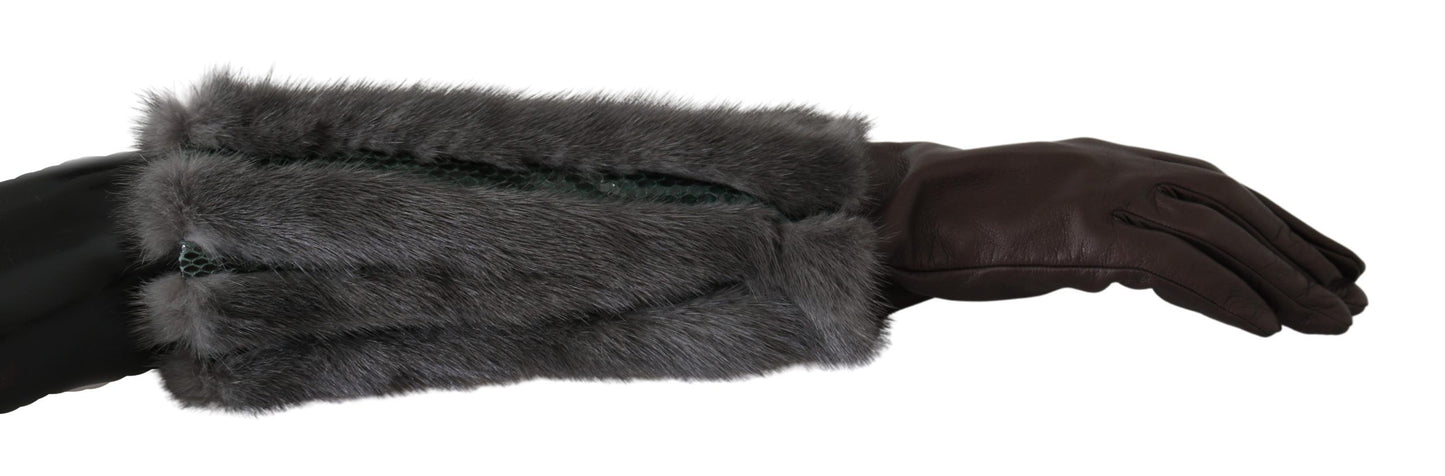 Dolce & Gabbana Elegant Mid-Arm Leather Gloves in Brown