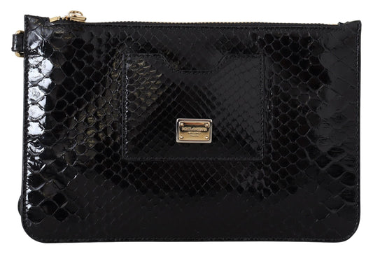 Dolce & Gabbana Exotic Leather Black Wristlet Wallet