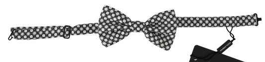 Dolce & Gabbana Elegant Black White Circle Silk Bow Tie