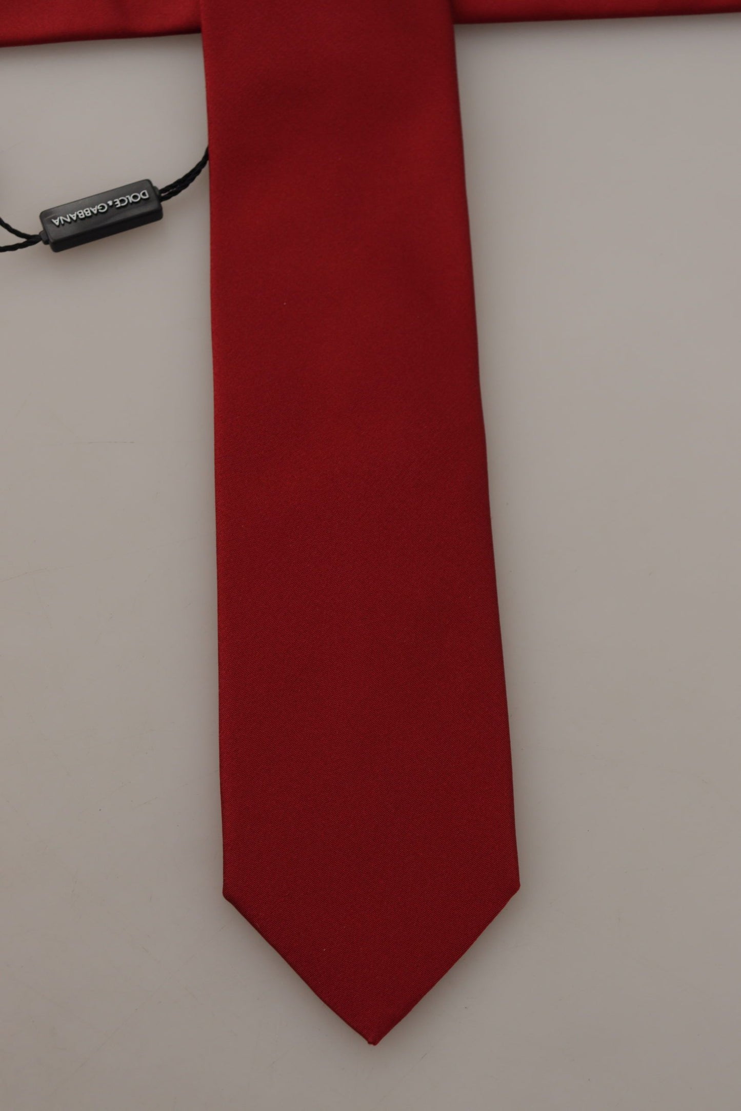 Dolce & Gabbana Red Solid Print 100% Silk Adjustable Accessory Necktie