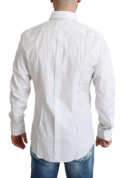 Dolce & Gabbana White Stripes Cotton Formal Dress Shirt